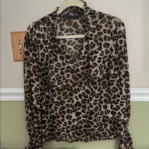 New York & Company Leopard Print Blouse
